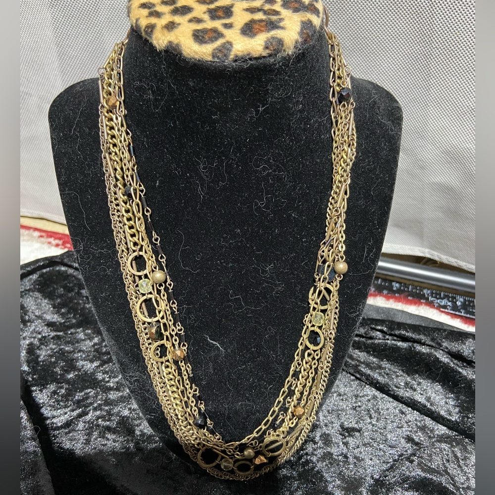 ColdWater Creek Antique Brass Tone, Multi-Strand (7), Necklace.